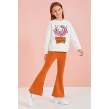 Belya Kids Wear Kız Çocuk Tam Kalıp Üst Oversize Alt Taytlı Kalp Tasarım 202 Alt Üst Takım