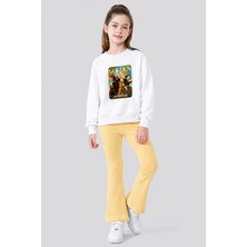 Belya Kids Wear Kız Çocuk Tam Kalıp Üst Oversize Alt Taytlı Goldenhun Tasarım 172 Alt Üst Takım