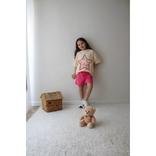 Belya Kids Wear Kız Çocuk Üst Oversize Süprem Alt Iki Iplik Kalp TASARIM10 Askılı Alt Üst Takım