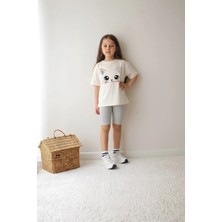 Belya Kids Wear Kız Çocuk Tam Kalıp Üst Oversize Altı Taytlı Kedi TASARIM99 Alt Üst Takım
