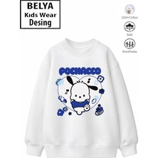 Belya Kids Wear Trend Çocuk Kız Model Tam Kalıp Oversize Kalp Pochac 2 Iplik Pamuğa Pamuk Kumaş Sweatshirt 19