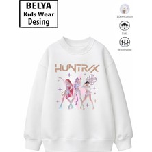 Belya Kids Wear Trend Çocuk Kız Model Tam Kalıp Oversize Hun Tasarım 2 Iplik Pamuğa Pamuk Kumaş Sweatshirt 2