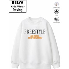 Belya Kids Wear Trend Çocuk Unisex Model Tam Kalıp Oversize Freestyle 2 Iplik Pamuğa Pamuk Kumaş Sweatshirt 30