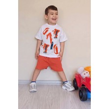 Belya Kids Wear Erkek Çocuk Üst Oversize Tişört Alt Şort Bly Karma Desen TASARIM19 Alt Üst Takım