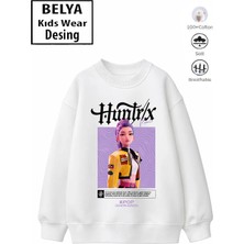 Belya Kids Wear Trend Çocuk Kız Model Tam Kalıp Oversize Hun Tasarım 2 Iplik Pamuğa Pamuk Kumaş Sweatshirt 54