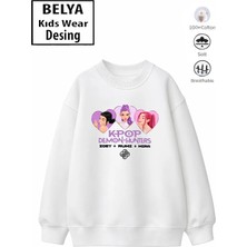 Belya Kids Wear Trend Çocuk Kız Model Tam Kalıp Oversize Hun Kalp Tasarım 2 Iplik Pamuğa Pamuk Kumaş Sweatshirt 60