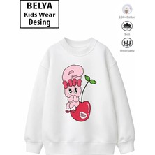 Belya Kids Wear Trend Çocuk Kız Model Tam Kalıp Oversize Kiraz Tasarım 2 Iplik Pamuğa Pamuk Kumaş Sweatshirt 44