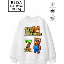 Belya Kids Wear Trend Çocuk Erkek Model Tam Kalıp Oversize Süper Ayı Tasarım 2 Iplik Pamuğa Pamuk Kumaş Sweatshirt 118