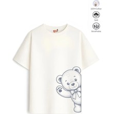 Belya Kids Wear Erkek Çocuk Oversize Kalıp Belya Kids Ayıcık Tasarım B9 Pamuklu Tişört