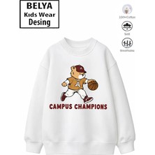 Belya Kids Wear Trend Çocuk Erkek Model Tam Kalıp Oversize Basket Ayıcık 2 Iplik Pamuğa Pamuk Kumaş Sweatshirt 22