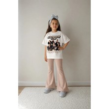 Belya Kids Wear Kız Çocuk Oversize Kalıp Belya Kids Tasarım Manifest 50 Taytlı Alt Üst Takım