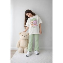 Belya Kids Wear Kız Çocuk Tam Kalıp Üst Oversize Altı Taytlı Cb TASARIM29 Alt Üst Takım