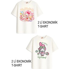 Belya Kids Wear Kız Çocuk 6 Melo Tasarım 2 Li Ekonomik Paket T-Shirtler