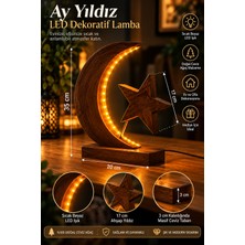 Odun Herif 06 Ay Yıldız LED Dekoratif Lamba ( Ceviz )
