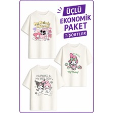 Belya Kids Wear Kız Çocuk 9 Kuro Melo Tasarım 3 Lü Ekonomik Paket T-Shirtler