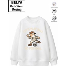 Belya Kids Wear Trend Çocuk Erkek Model Tam Kalıp Oversize Futbol Tasarım 2 Iplik Pamuğa Pamuk Kumaş Sweatshirt 32