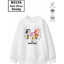 Belya Kids Wear Trend Çocuk Kız Model Tam Kalıp Oversize Karikatür Hun Tasarım 2 Iplik Pamuğa Pamuk Kumaş Sweatshirt 12