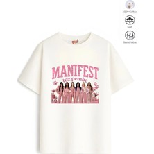 Belya Kids Wear Kız Çocuk Oversize Kalıp Belya Kids Toz Pembe Manifest Tasarım Pamuklu Tişört