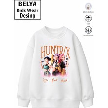 Belya Kids Wear Trend Çocuk Kız Model Tam Kalıp Oversize Hun Tasarım 2 Iplik Pamuğa Pamuk Kumaş Sweatshirt 88