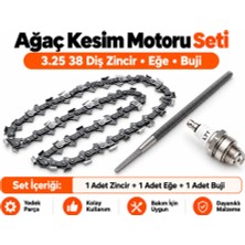 Algaride Motorlu Testere  325 38 Diş Zincir Zincir Eğesi  Buji 3 Parça Ağaç Kesim Motoru Yedek Parça
