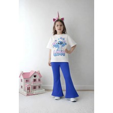 Belya Kids Wear Kız Çocuk Tam Kalıp Üst Oversize Altı Taytlı Sevimli Karakter TASARIM21 Alt Üst Takım