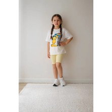 Belya Kids Wear Kız Çocuk Tam Kalıp Üst Oversize Altı Taytlı Kedi Pizza TASARIM109 Alt Üst Takım