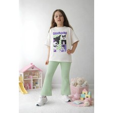 Belya Kids Wear Kız Çocuk Tam Kalıp Üst Oversize Altı Taytlı Kur TASARIM26 Alt Üst Takım