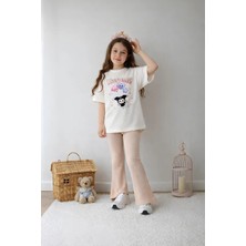 Belya Kids Wear Kız Çocuk Tam Kalıp Üst Oversize Alt Taytlı Kur Tasarım8 Alt Üst Takım