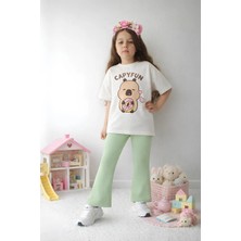 Belya Kids Wear Kız Çocuk Tam Kalıp Üst Oversize Altı Taytlı Cb TASARIM26 Alt Üst Takım