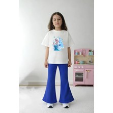 Belya Kids Wear Kız Çocuk Tam Kalıp Üst Oversize Altı Taytlı Sevimli Karaketer TASARIM18 Alt Üst Takım