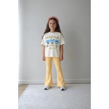 Belya Kids Wear Kız Çocuk Tam Kalıp Üst Oversize Altı Taytlı Golden TASARIM48 Alt Üst Takım