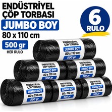 Liva Ambalaj 80X110 cm 500 Gr Jumbo Boy Endüstriyel Boy Çöp Torbası  - Sızdırmaz Yıldız Dip Kaynaklı (6 Rulo / 60 Adet)