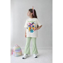Belya Kids Wear Kız Çocuk Tam Kalıp Üst Oversize Altı Taytlı Hun TASARIM33 Alt Üst Takım