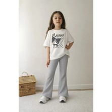 Belya Kids Wear Kız Çocuk Tam Kalıp Üst Oversize Altı Taytlı Kur TASARIM42 Alt Üst Takım