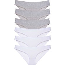 Royaleks 6 Adet Süper Eko Set Likralı Kadın Slip Külot Gri Beyaz