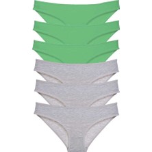Royaleks 6 Adet Süper Eko Set Likralı Kadın Slip Külot Yeşil Gri