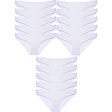 Royaleks 15 Adet Süper Eko Set Likralı Kadın Slip Külot Beyaz