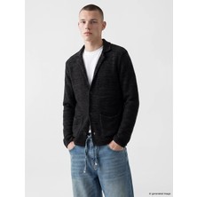 Lc Waikiki Yeni Sezon Siyah Slim Fit Ceket Yaka Erkek Triko Hırka