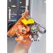 Wolawood Tom ve Jerry Anahtarlık 2'li Set Sevimli Karakter Figürlü Çanta Süsü Aksesuar Koleksiyonluk Hediyelik Eğlenceli Çizgi Film Karakteri