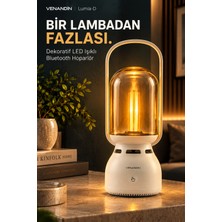 Venandin Z15-D Lumia-D Bluetooth Hoparlörlü LED Gece Lambası 5W, 1800K Sıcak Işık, 160 Lümen, Tws - Bej