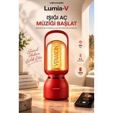 Venandin Z15-V Lumia-V Bluetooth Hoparlörlü LED Gece Lambası 5W, 1800K Sıcak Işık, 60 Lümen, Tws - Kırmızı