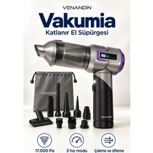 Venandin Md-A8 Vakumia Kablosuz El Süpürgesi 100W, 3 Kademeli, 200 ml - Siyah-Beyaz
