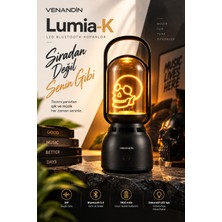 Venandin Z15-K Lumia-K Bluetooth Hoparlörlü LED Gece Lambası 5W, 1800K Sıcak Işık, 160 Lümen, Tws - Siyah