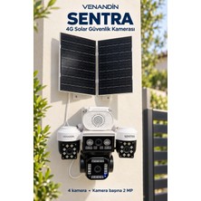 Venandin CAMSNTR-001 Sentra 4g Güneş Panelli Güvenlik Kamerası, 4 Kameralı - Beyaz