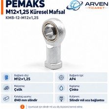Pemaks KMB-12-M12X1,25 Küresel Mafsal Ap4 Çinko Kaplamalı Çelik Silindir Mil Ucu Bağlantısı