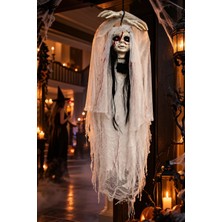 Dodomar Halloween Cadılar Bayramı Sensörlü Işıklı Sesli Hayalet Gelin Asılabilir Büyük Korku Süsü 120 cm
