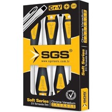 Aydogan's Sgs Soft Series Tornavida Seti, Chrome Vanadium, 5 Parça, Cr-V, Sarı Siyah, Model SGS1645