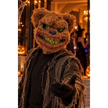 Dodomar Halloween Peluş Korkunç Ayı Maskesi Kahverengi Kostüm Aksesuarı Cadılar Bayramı Parti Maskesi