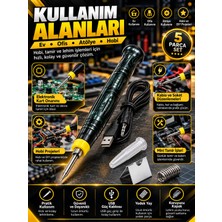 5 Parça / USB Lehim Kalemi Seti  / Taşınabilir Kompakt Mini Havya Tamir Seti / Hobi Elektrikli Lehimleme Seti