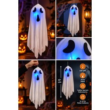 Dodomar Halloween LED Işıklı Asma Hayalet Süs 47 cm Beyaz Mavi Işıklı Cadılar Bayramı Parti ve Ev Dekoru